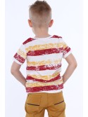 Boy\'s striped T-shirt with a pocket / burgundy NDZ4534 - Online store - Boutique